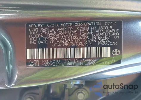 2014 Scion Xd from USA, damaged, VIN JTKKUPB4XE1046953